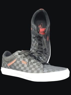 YOUTH VANS OFF THE WALL - BLACK CHECKERBOARD WITH RED SKATE SHOES YOUTH …